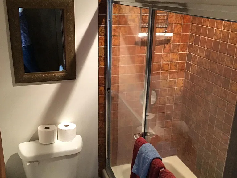 upstairs full bath off bedroom