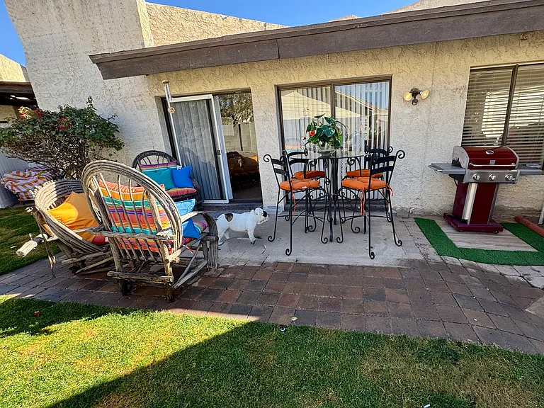Patio area of the yard including the BBQ.