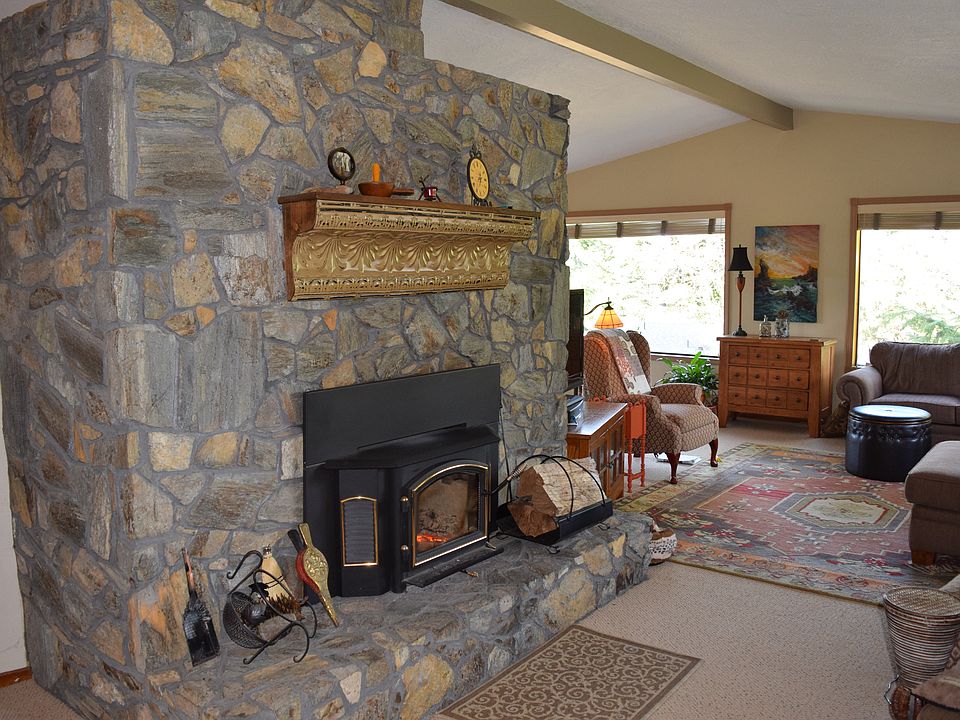 Fireplace in living room.