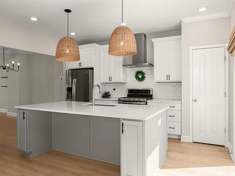 Full size pantry can hold all of your storage needs. Also space for Island bar stools