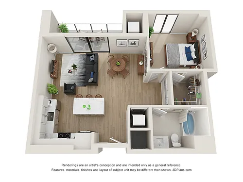 Floor plan 1 Bed/1 Bath-I.1