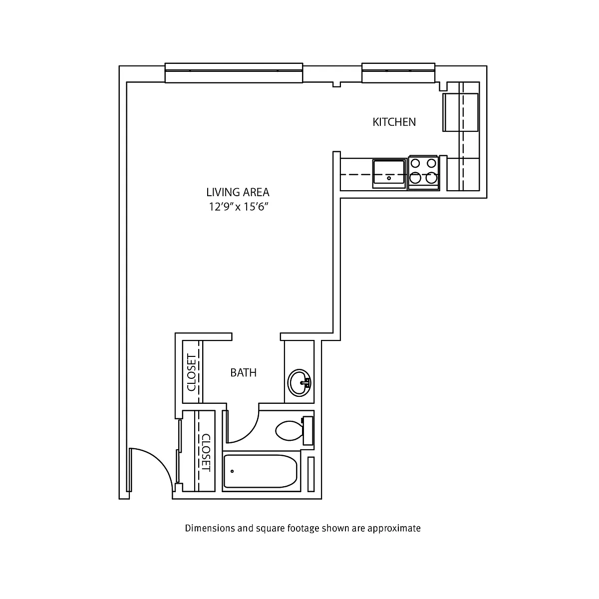 Floor plan Studio / 1 Bath