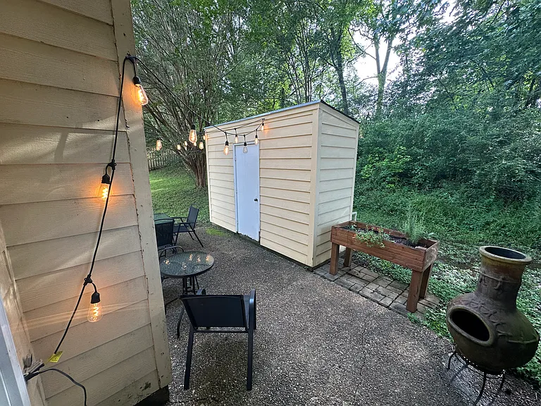 Rear Patio with lockable storage area