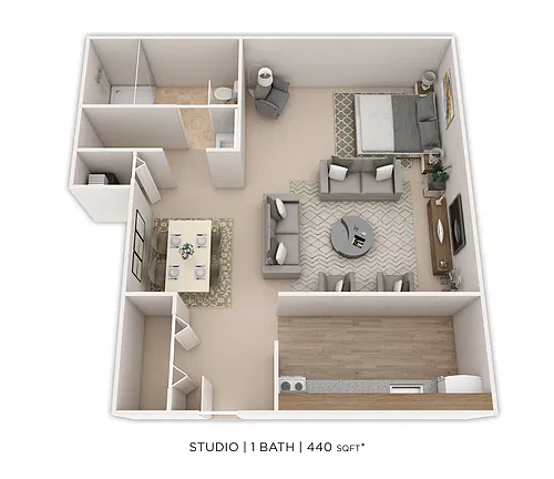Floor plan Studio - 440sqft