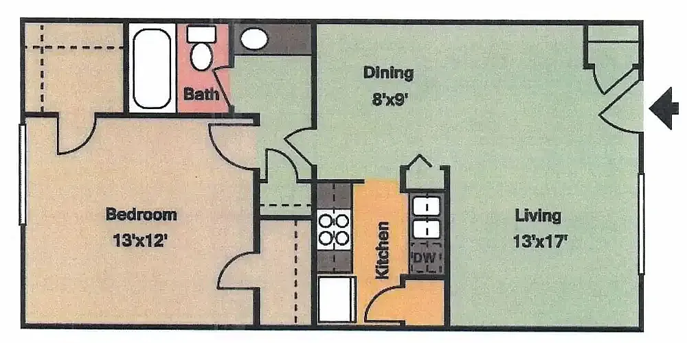 Floor plan 1x1A