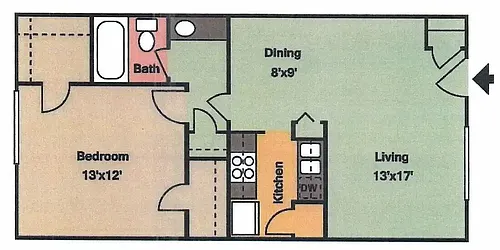 Floor plan 1x1A