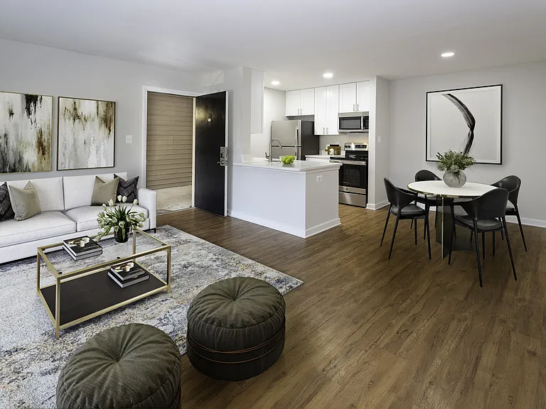 Open-concept living and dining area