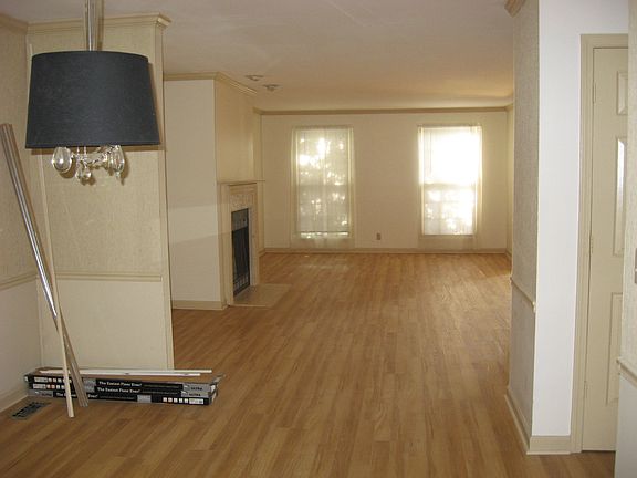 View from dining room into living room. All new flooring.