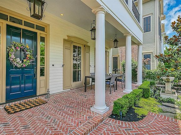 Brick paved walk and porch
