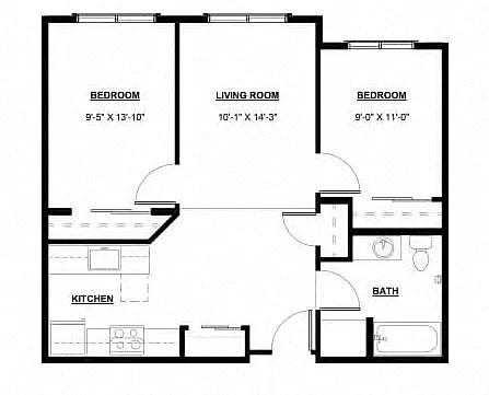 Floor plan Two Bedroom One Bath