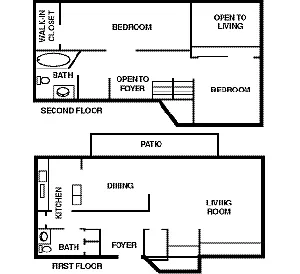 Floor plan 2 Bedroom 1 Full & 1 Half Bathroom