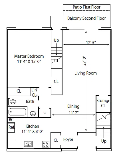 Floor plan 1 Bed 1 Bath