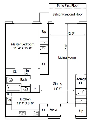 Floor plan 1 Bed 1 Bath
