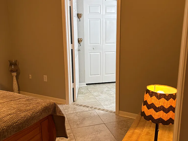 Master bedroom has a walk in shower and a large walk-in closet filled with a beach bag, beach towels and a beach blanket if you would like to take a trip to our local beaches! Honeymoon Island in Dunedin is only 20 minutes away!