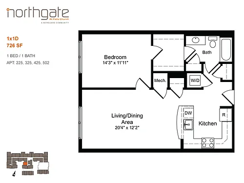 Floor plan 1x1D