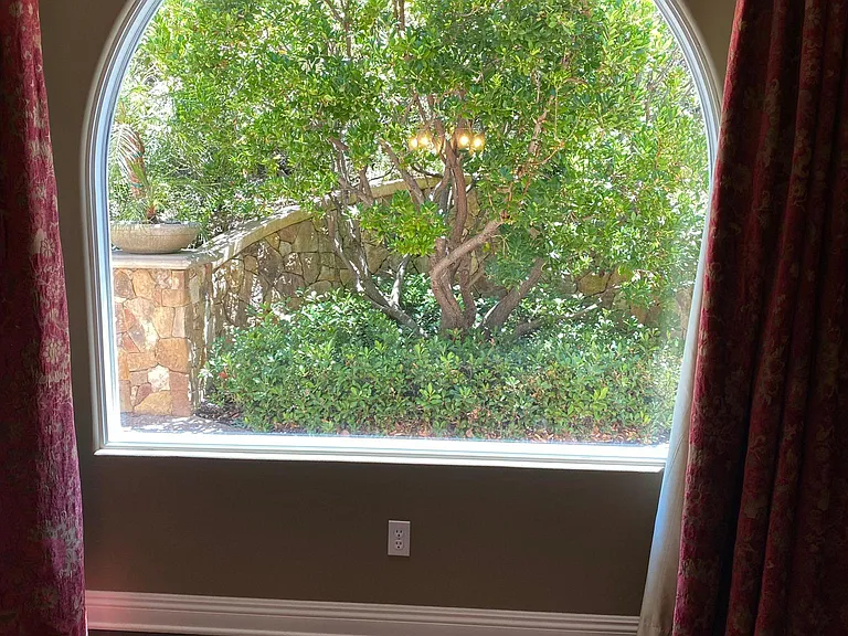 Dining room picture window view.