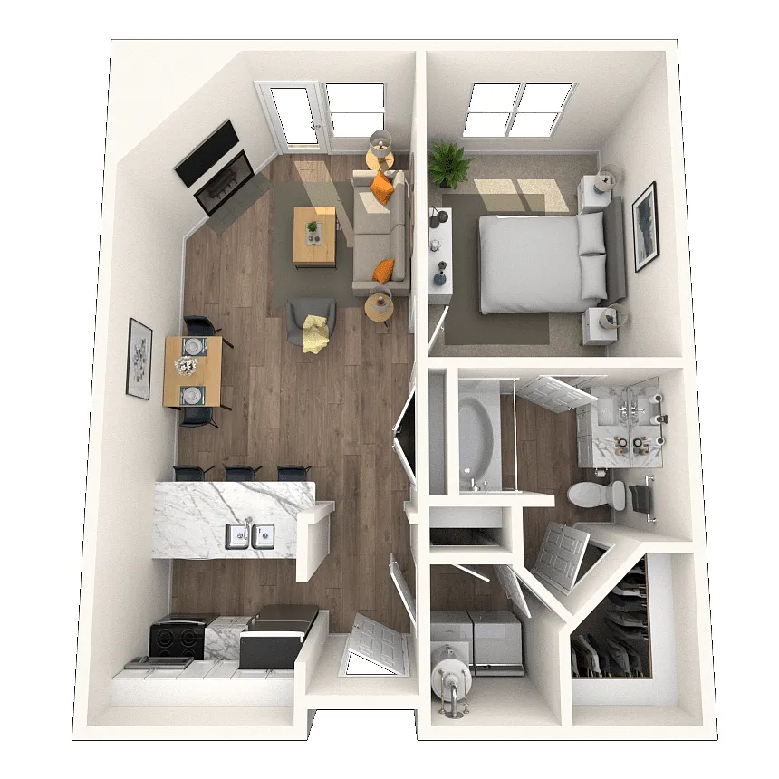 Floor plan Traditional 1x1 548-695 SF