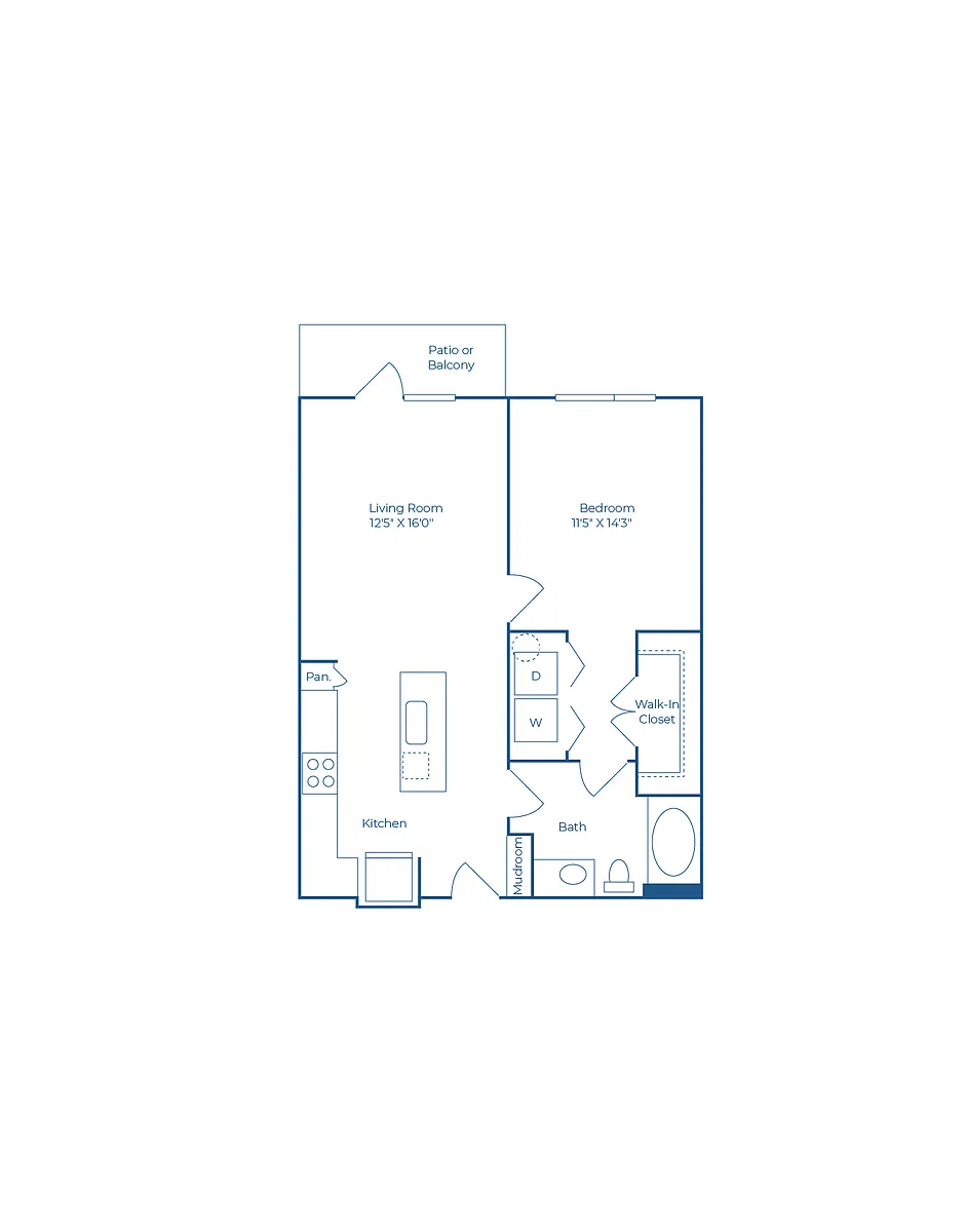 Floor plan A2 | 1 Bed | 1 Bath