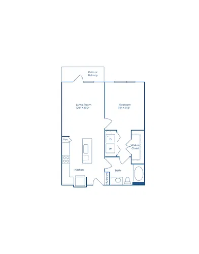 Floor plan A2 | 1 Bed | 1 Bath
