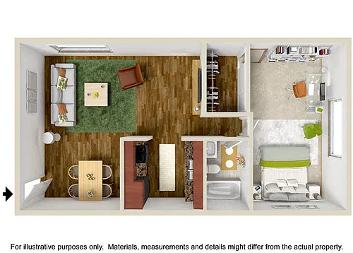 Floor plan 1 Bedroom 1 Bath