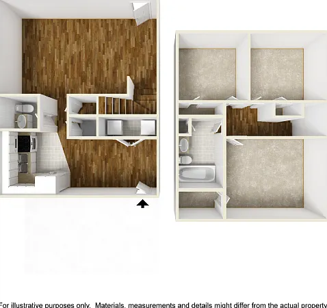 3 Bed 1.5 Bath Floorplan Diagram