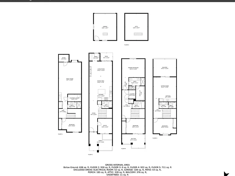 Floor Plan Showing all 4 Floors