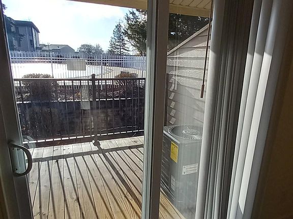 Balcony with pool view.