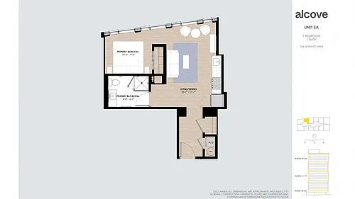 Floor plan Alcove One Bedroom 05 Tiers 1& 3