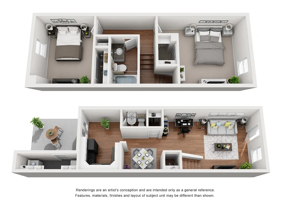 Floor plan BALSAM B4T Two Bedroom / One and a Half Bath Townh