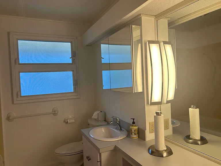 Guest Bathroom w/ new lighting, flooring
