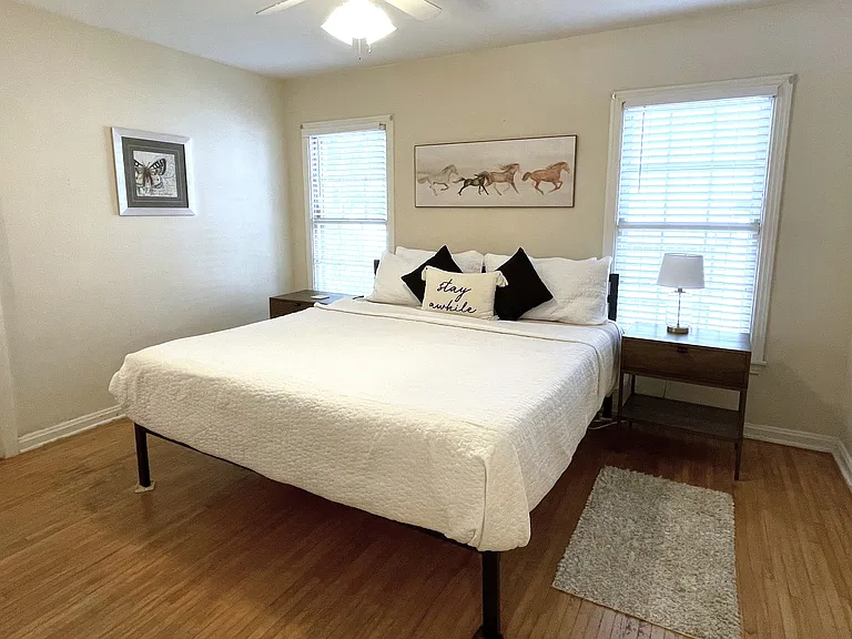 Master Bedroom Features King Sleeping on Gel Memory Foam Mattress, Bedside Charging Stations, Closet Storage with Built-In Bookshelves, Quiet Ceiling