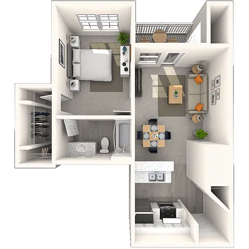 Floor plan Traditional 1x1 559-594 SF