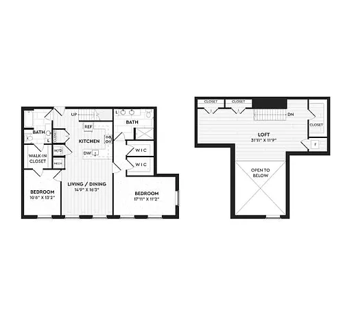 Floor plan B8+L | 2 Bed | 2 Bath | Loft