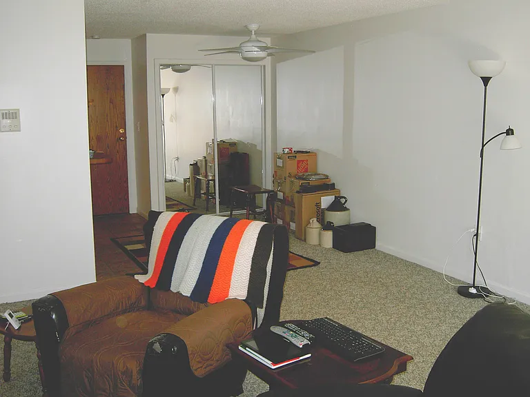 Dining Area with mirrored closet