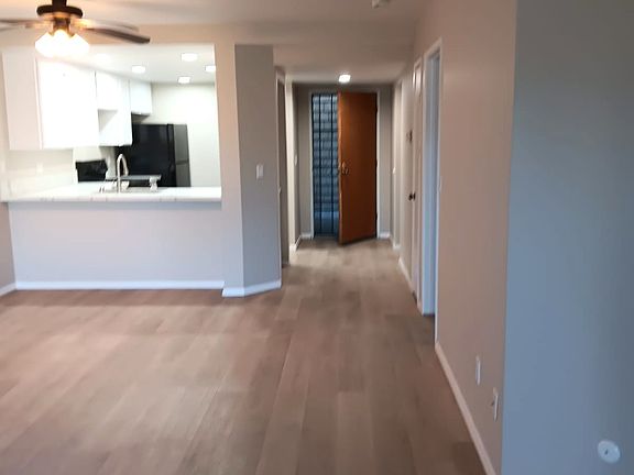 Angled walls add space to great room. Perfect for entertaining.