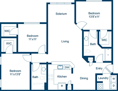 3 Bedroom | 2 Bath | 1305 SF 3 Bedroom | 2 Bath | 1305 SF