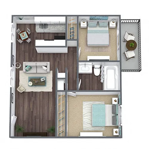 Floor plan B3: 2 Bed 1 Bath