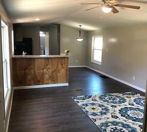 living room, kitchen, dining area