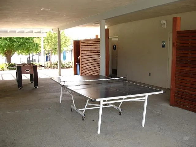 Locker rooms with showers, Ping-Pong, and Foosball tables.