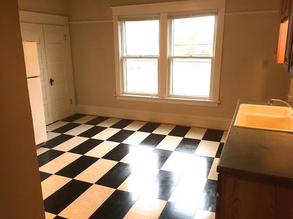 Large windows in spacious kitchen