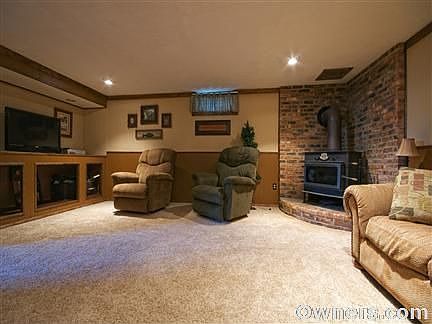 Family room with wood-burning stove