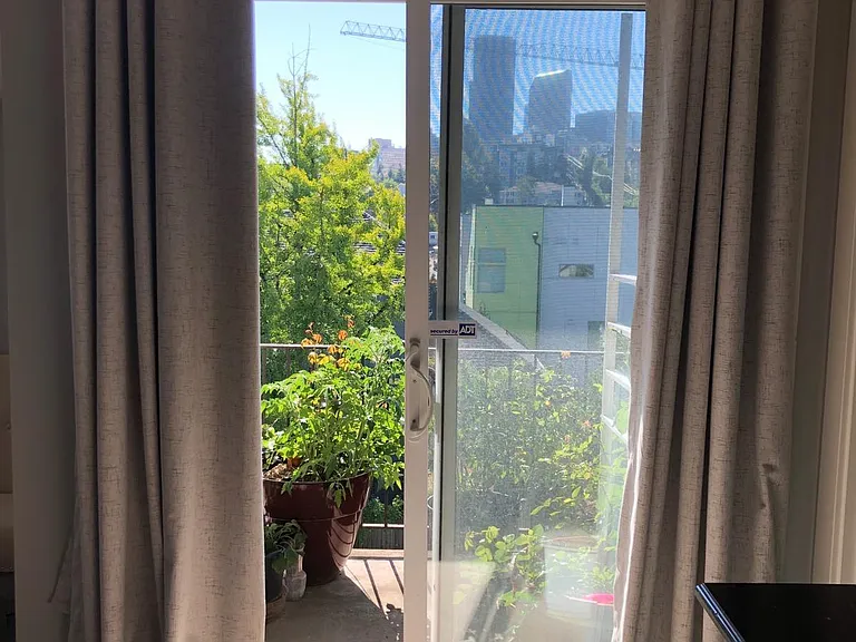 Master balcony with views of downtown Seattle