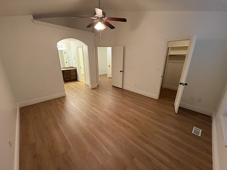 Master bedroom and bathroom