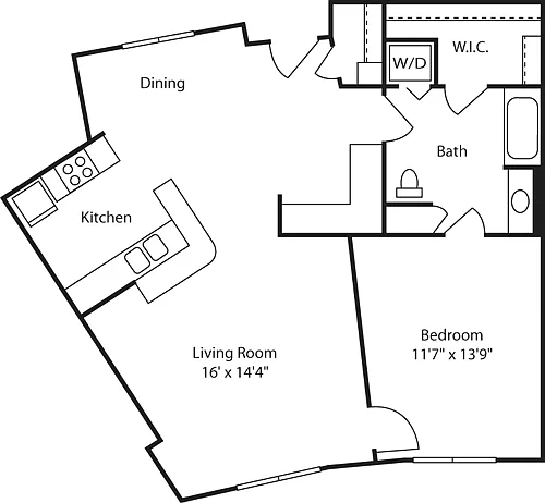 Floor plan One Bedroom 950