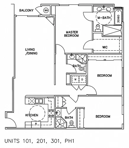 Floor plan 3 Bedroom, 3 Bath