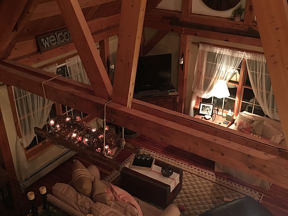 Looking down at living room 