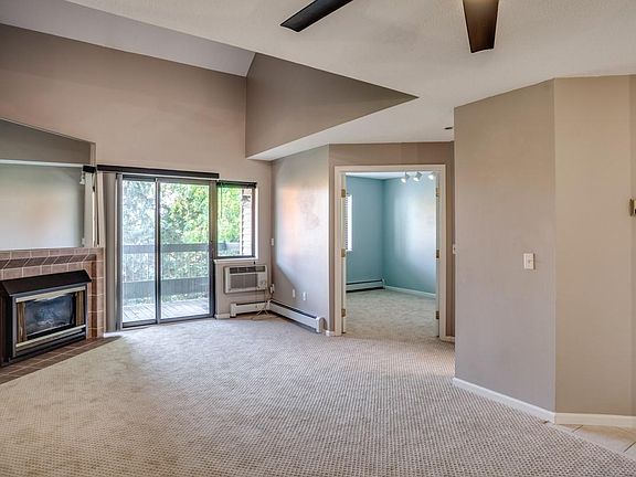 View from the kitchen/dining area to the living room. 