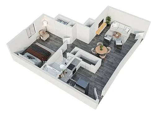 Floor plan 1 Bedroom 1 Bathroom