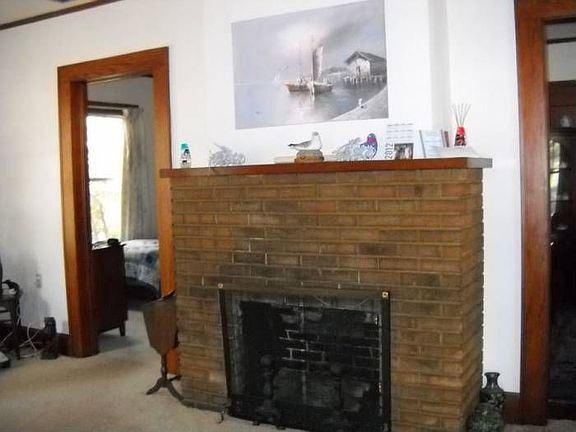 Brick fireplace