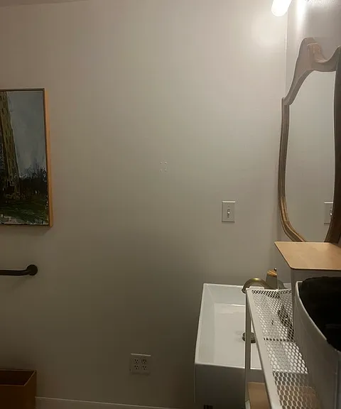 Guest bathroom with expanded sink.